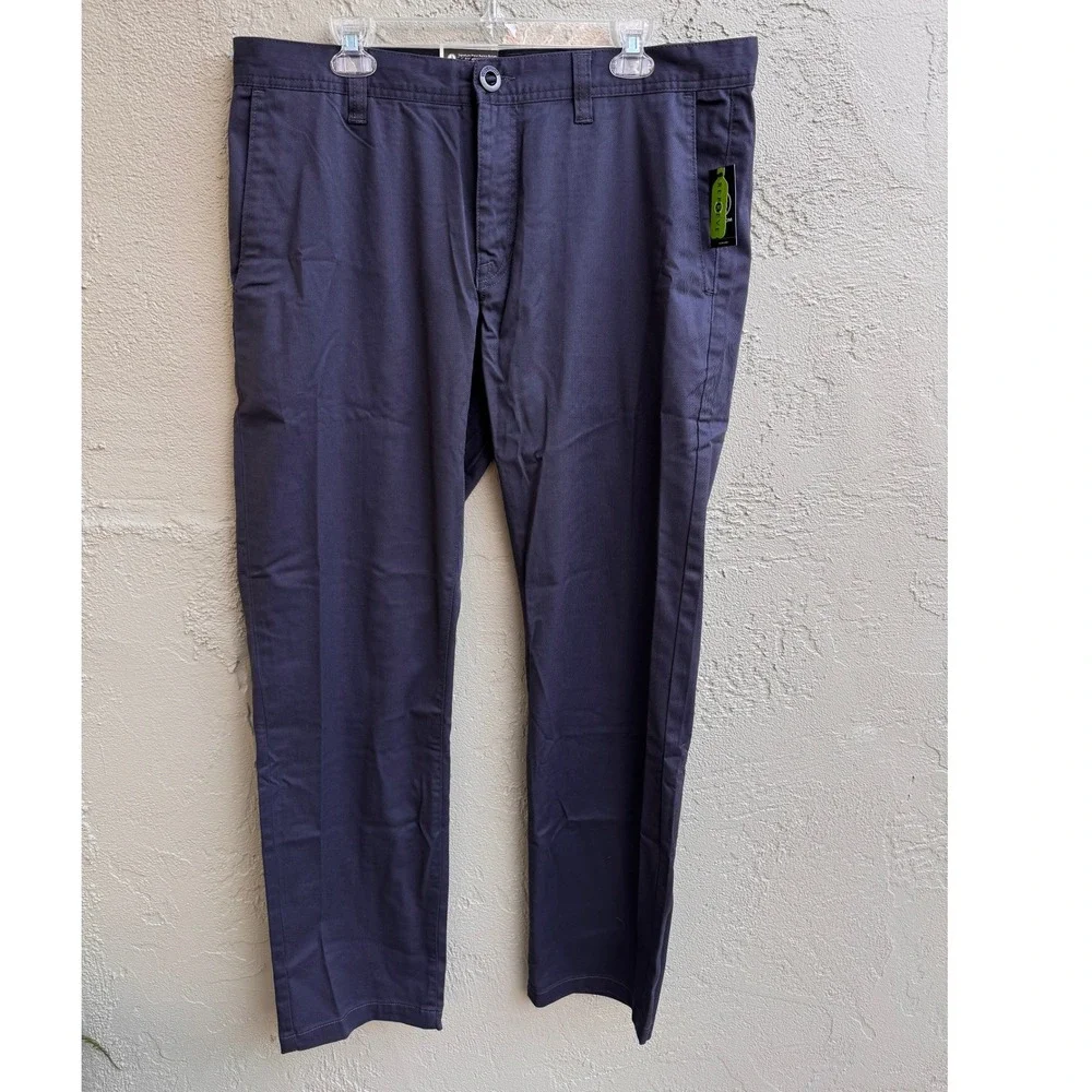 Volcom NEW Mens Navy Blue Frickin Modern Stretch Pants SZ 36 Chino Tailored